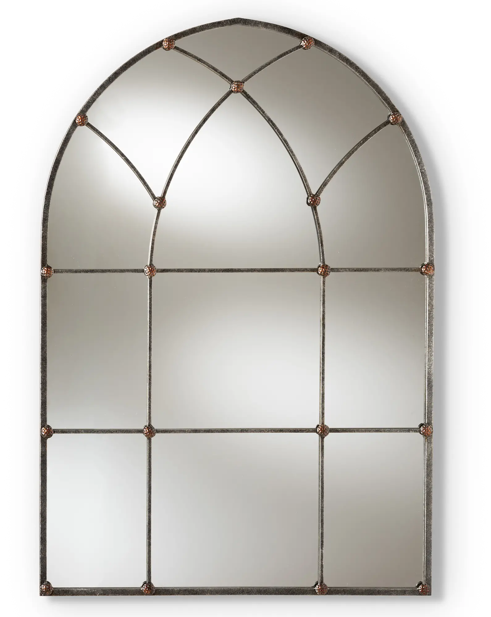 150-9054-RCW Vintage Antique Silver Arched Accent Wall Mirror - Grover-1