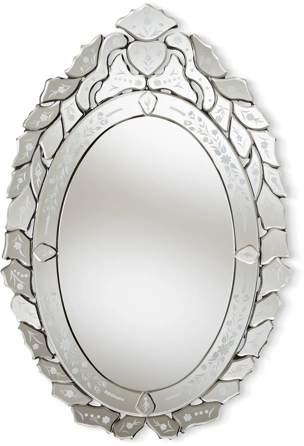 150-8878-RCW Traditional Silver Venetian Round Accent Wall Mirror - Roselyn-1