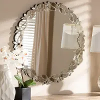 150-8876-RCW Contemporary Silver Petal Leaf Accent Wall Mirror - Ginny