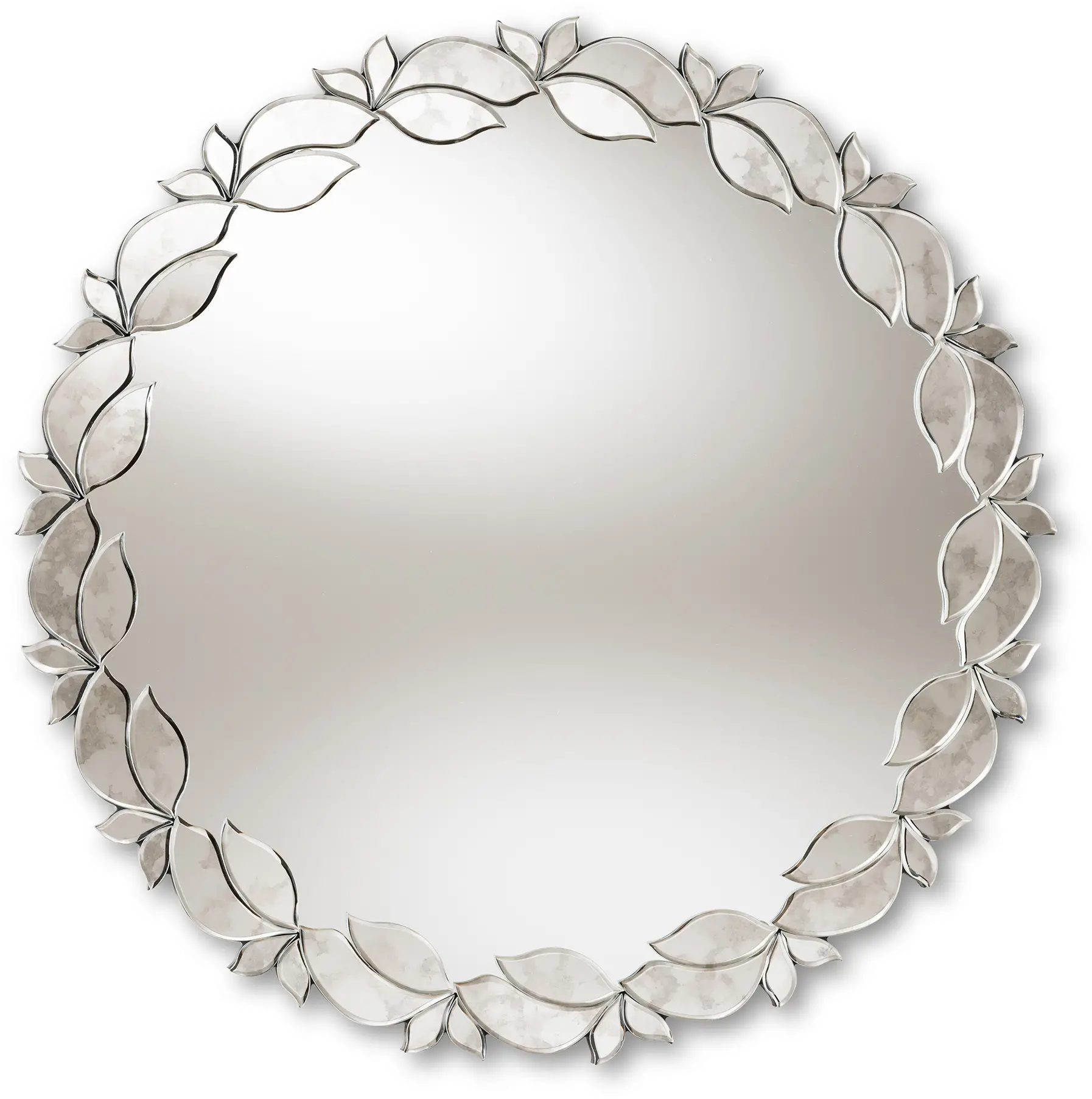150-8876-RCW Contemporary Silver Petal Leaf Accent Wall Mirror - Ginny-1