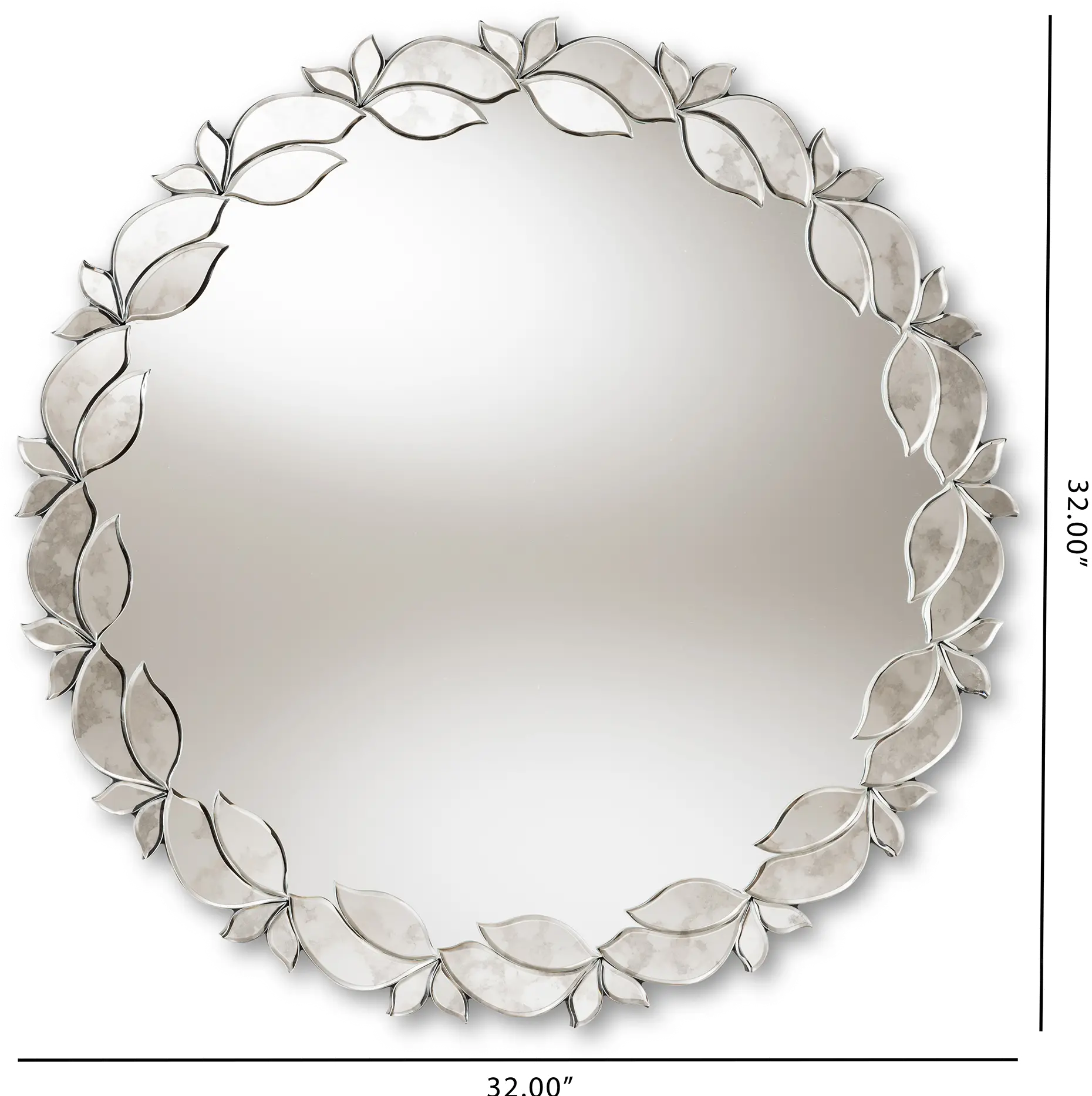 150-8876-RCW Contemporary Silver Petal Leaf Accent Wall Mirror - Ginny-3