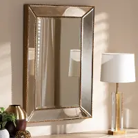 150-8869-RCW Contemporary Gold Finished Rectangular Accent Wall Mirror - Lamar