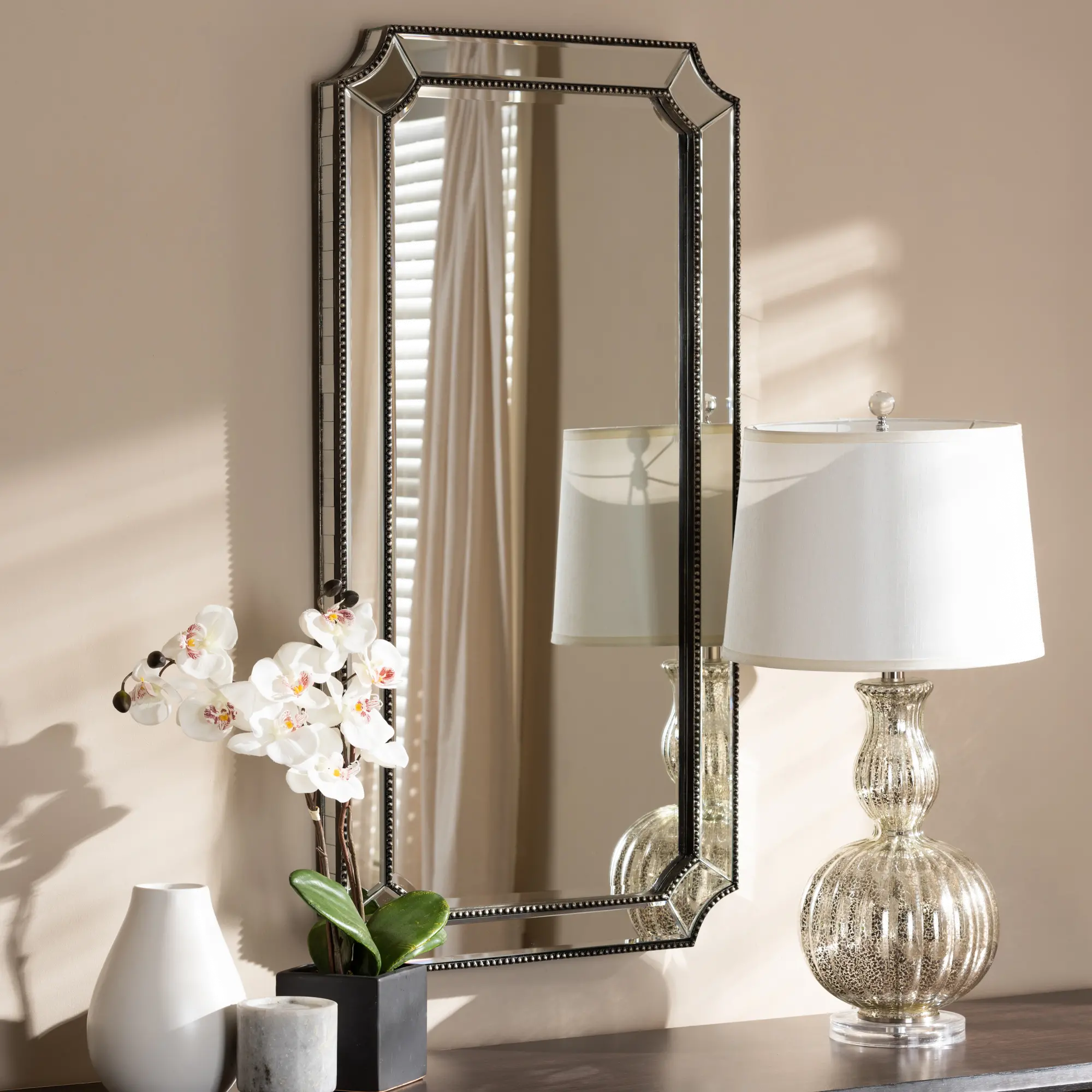 150-8890-RCW Art Deco Silver Rectangular Accent Wall Mirror - Iona-2