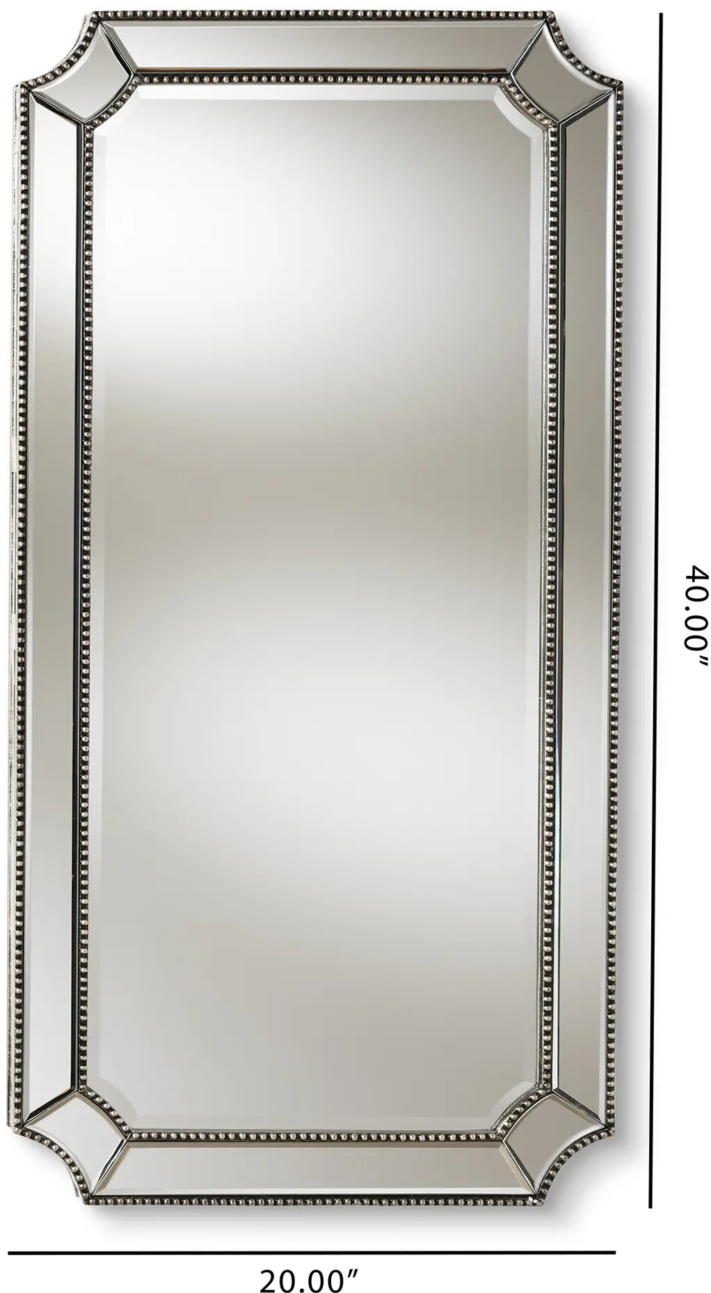 150-8890-RCW Art Deco Silver Rectangular Accent Wall Mirror - Iona-3
