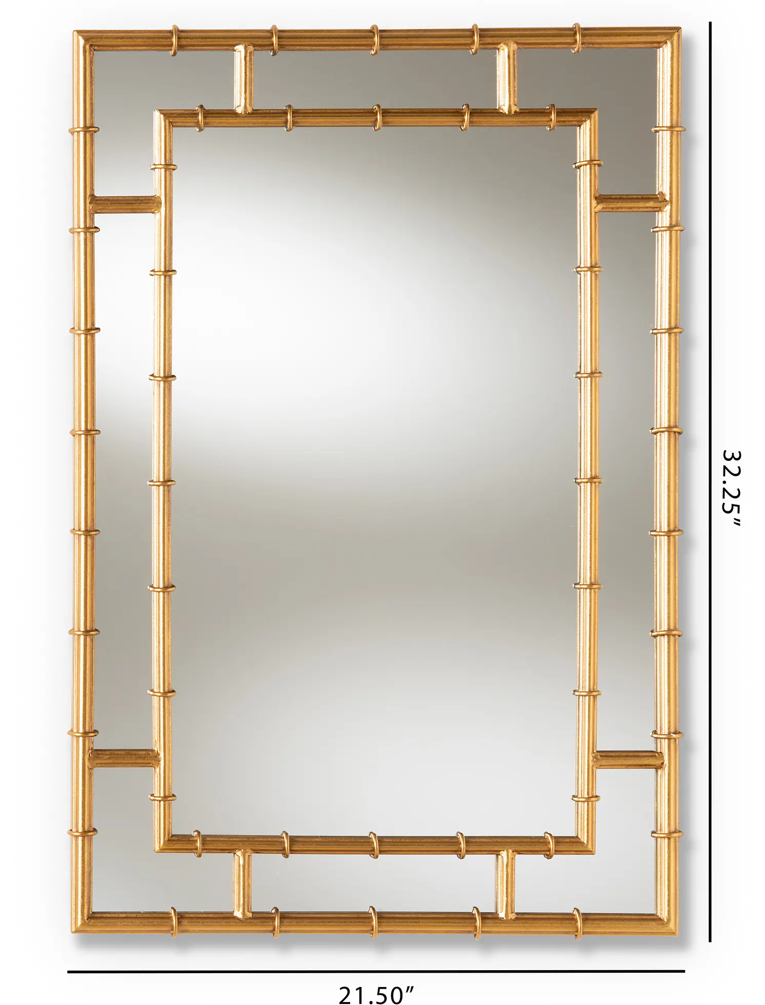 150-8891-RCW Modern Gold Bamboo Accent Wall Mirror - Phemie-1