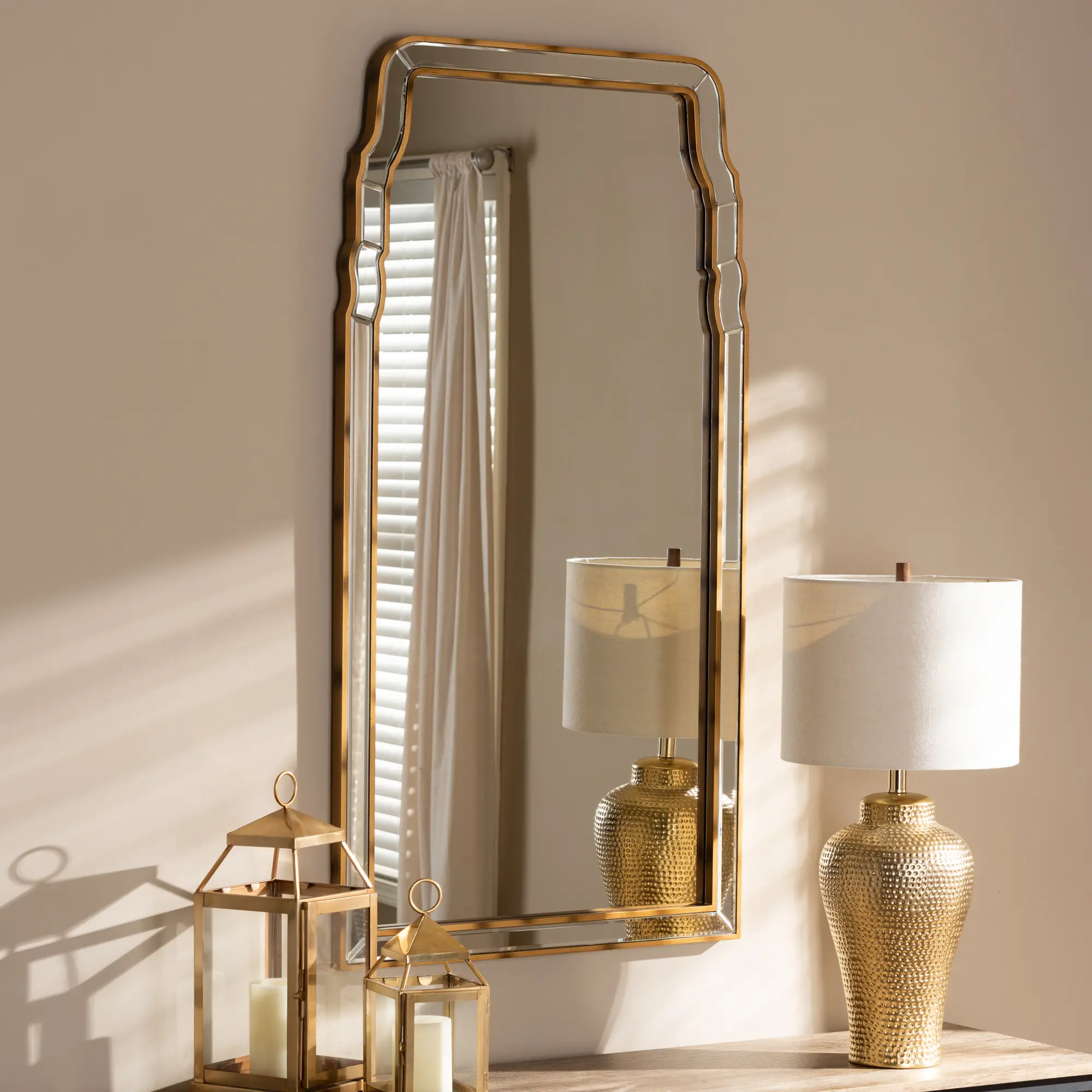 150-8892-RCW Contemporary Gold Accent Wall Mirror - Loreen-2