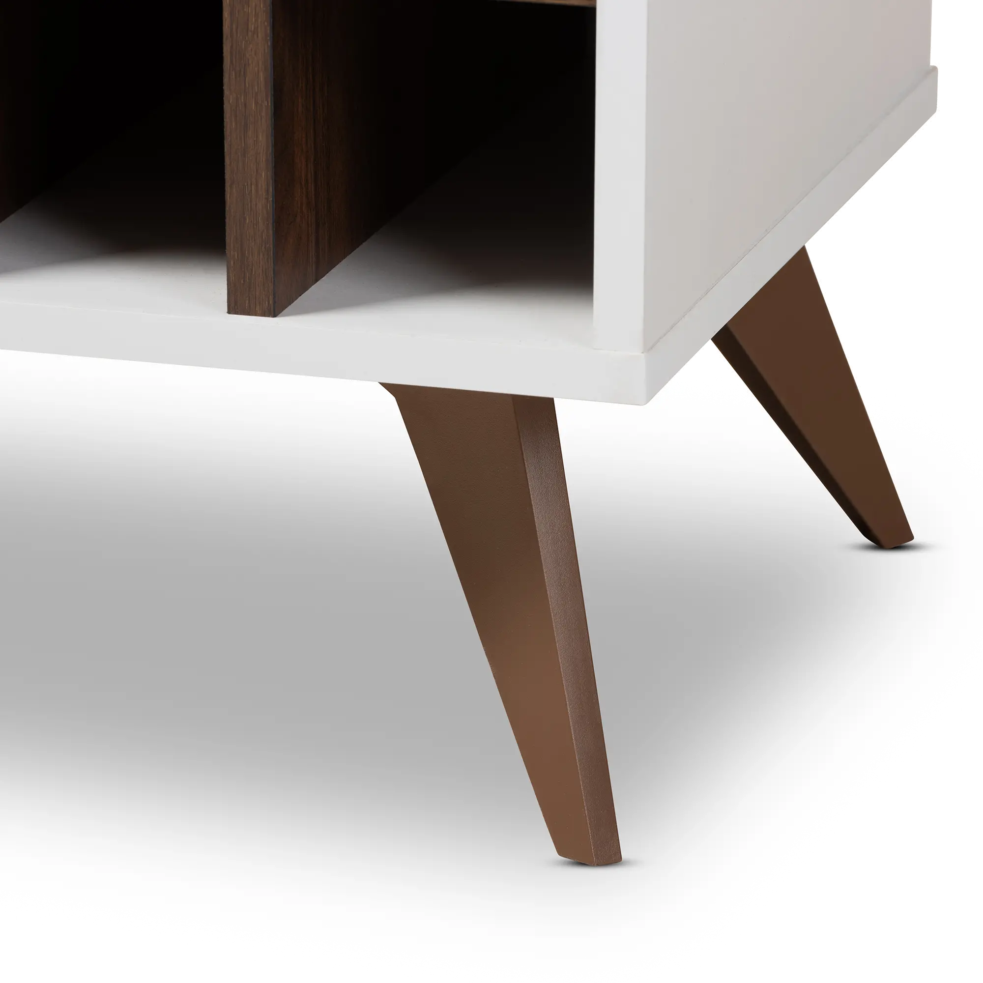 150-9003-RCW Laurie Mid Century White and Walnut Wine Cabinet-7