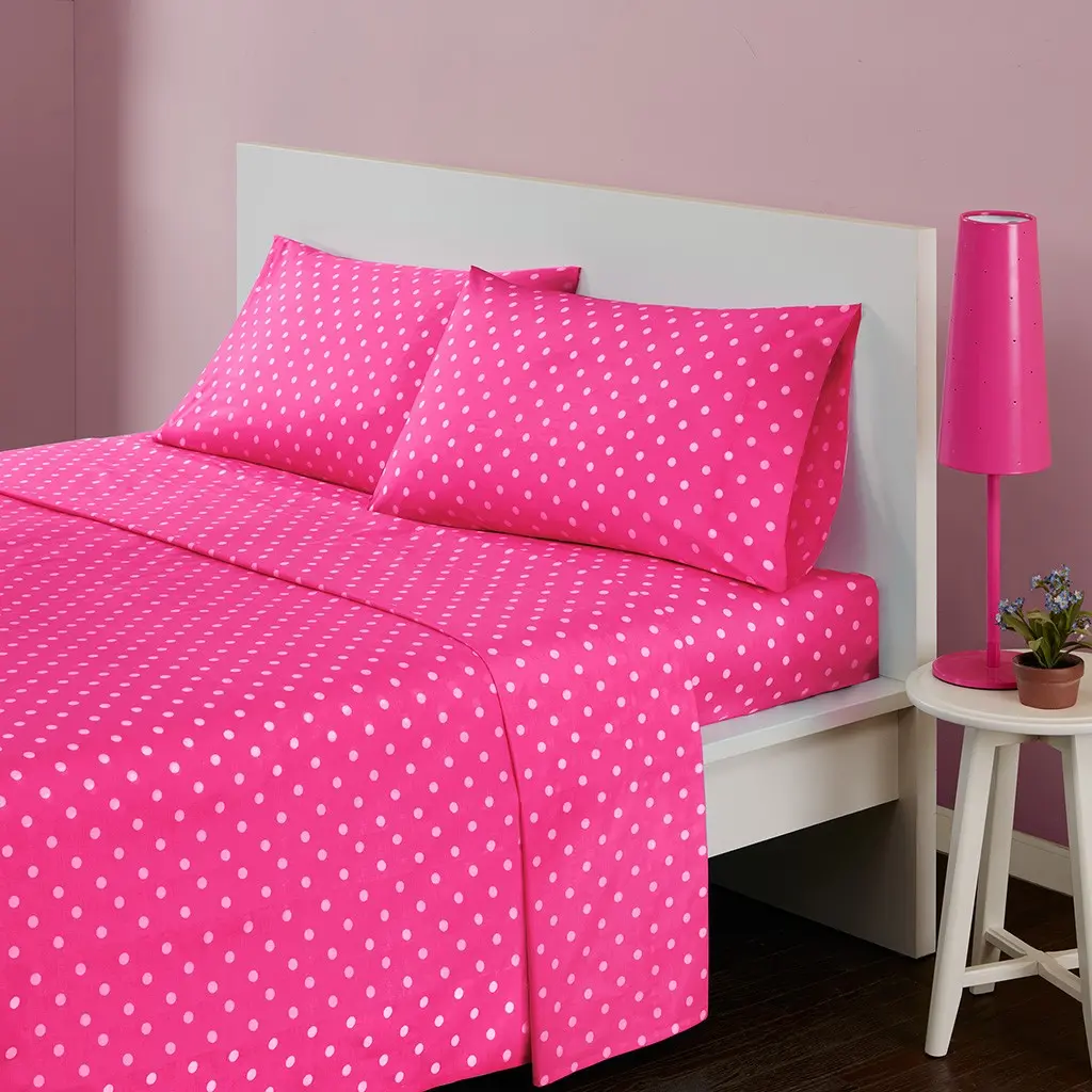 Pink Polka Dot Twin Mi Zone 3 Piece Sheet Set-1