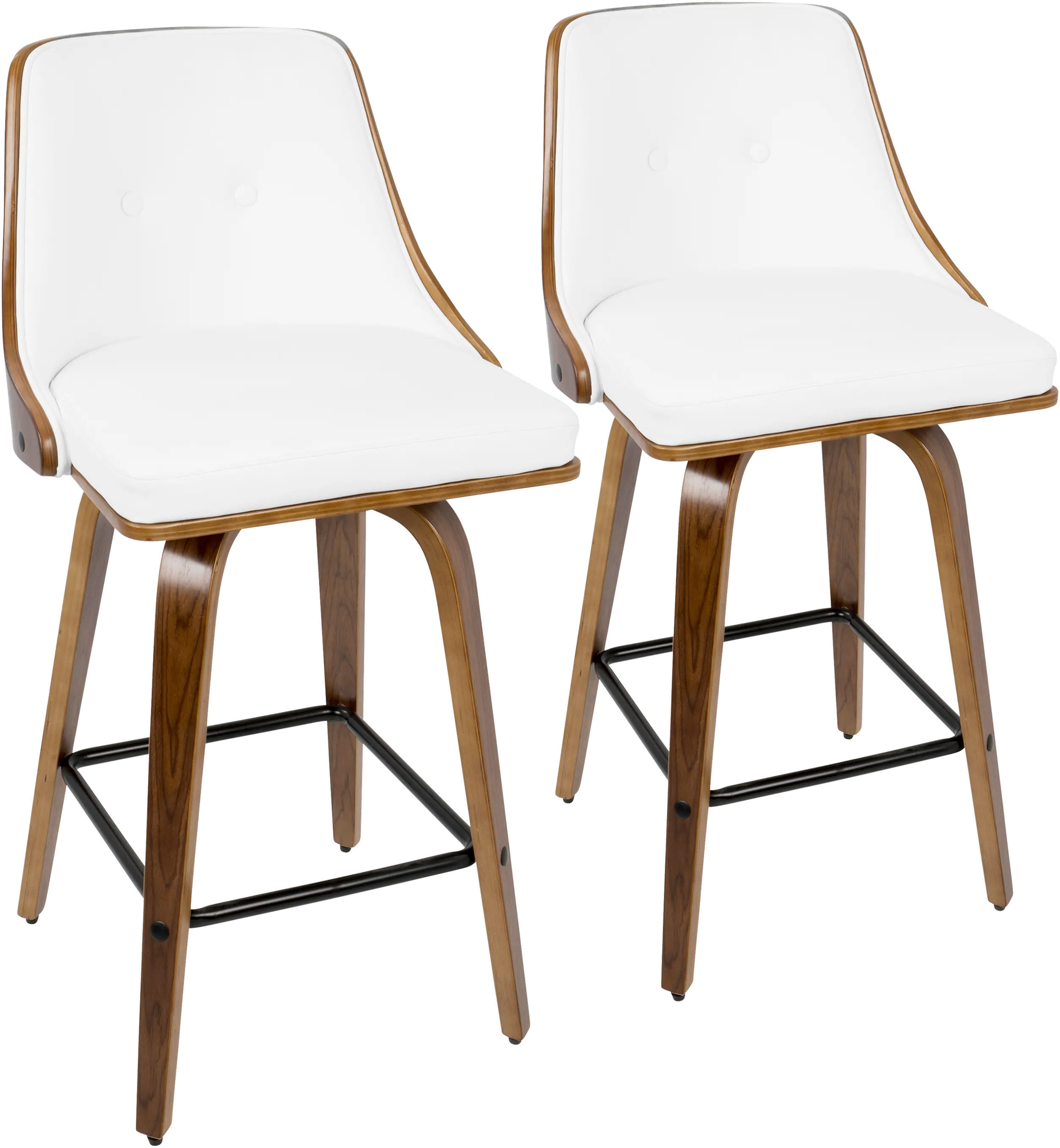 B26-GNN2-SWVX WLW2 Mid Century White Swivel Counter Height Stool (Set of 2) - Gianna-1