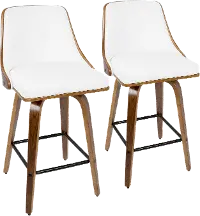 B26-GNN2-SWVX WLW2 Mid Century White Swivel Counter Height Stool (Set of 2) - Gianna