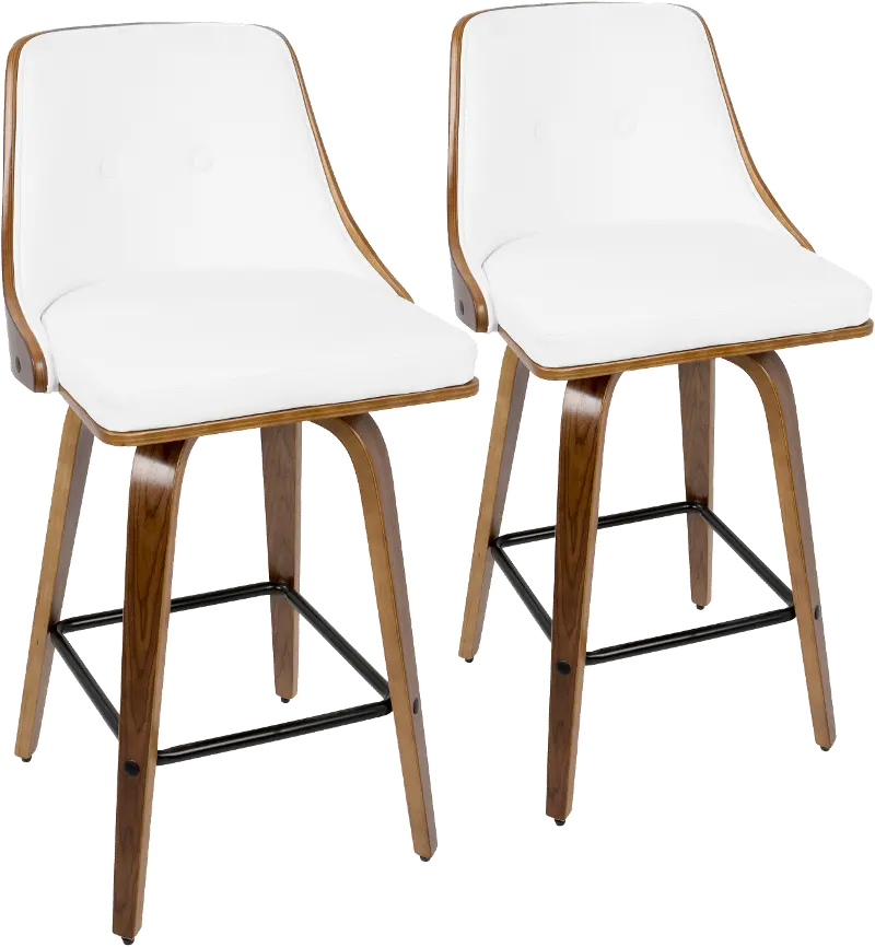 Mid Century White Swivel Counter Height Stool (Set of 2) - Gianna