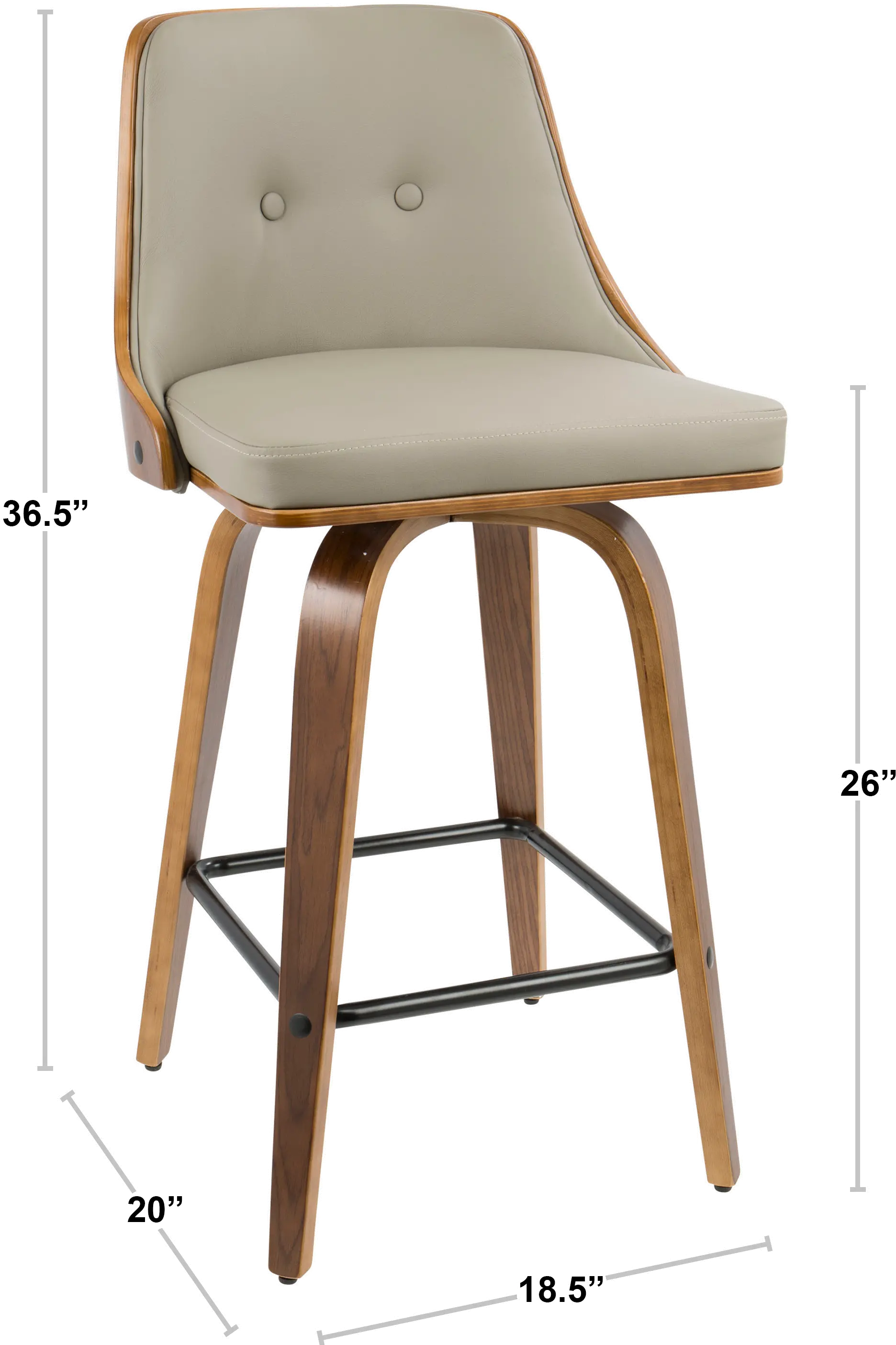 B26-GNN2-SWVX WLW2 Mid Century White Swivel Counter Height Stool (Set of 2) - Gianna-7