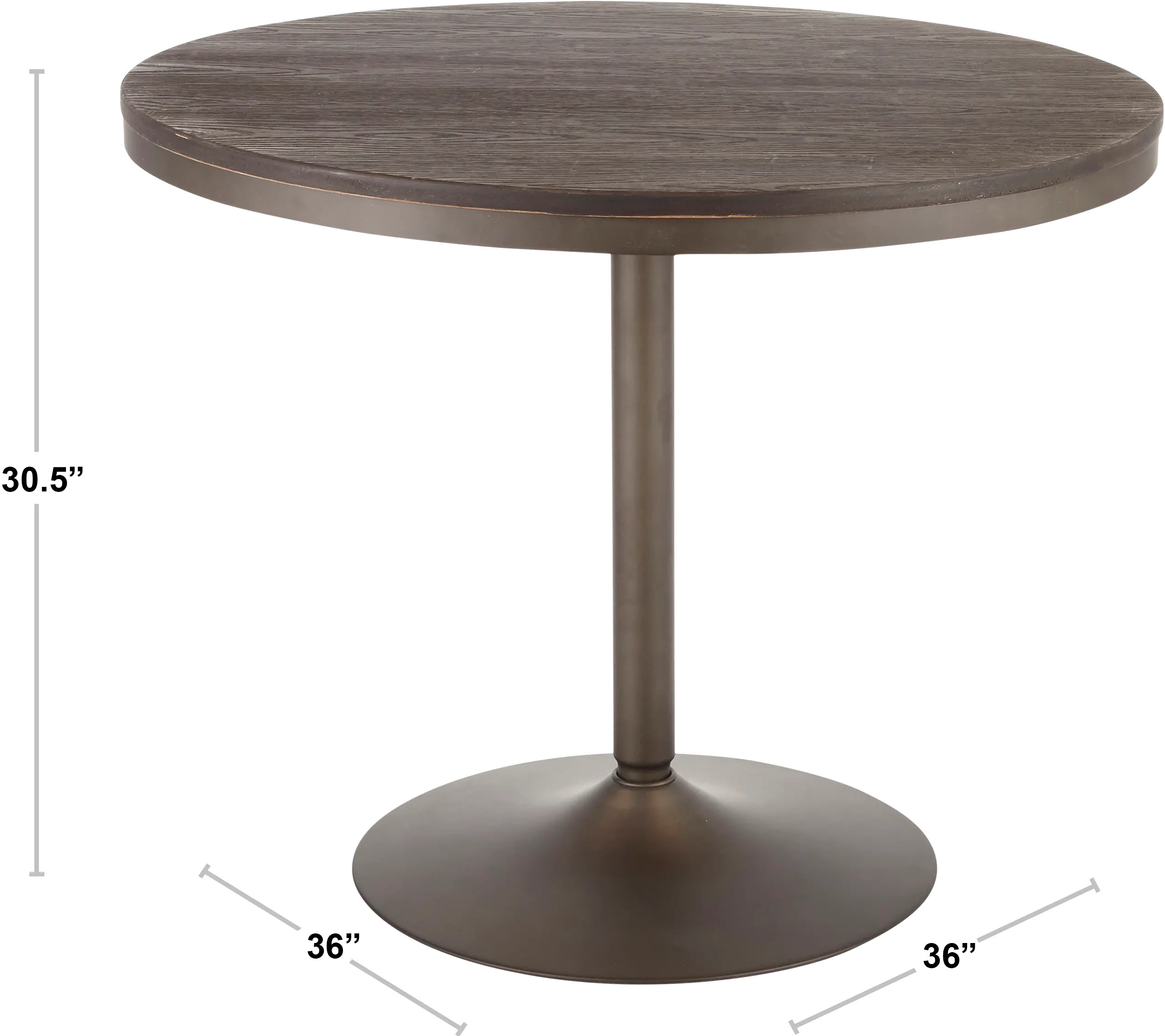 DT-DKTA ANE Industrial Antique Metal and Wood Round Dining Room Table - Dakota-4