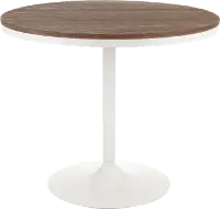 DT-DKTA WBN Industrial White Metal and Wood Round Dining Room Table - Dakota