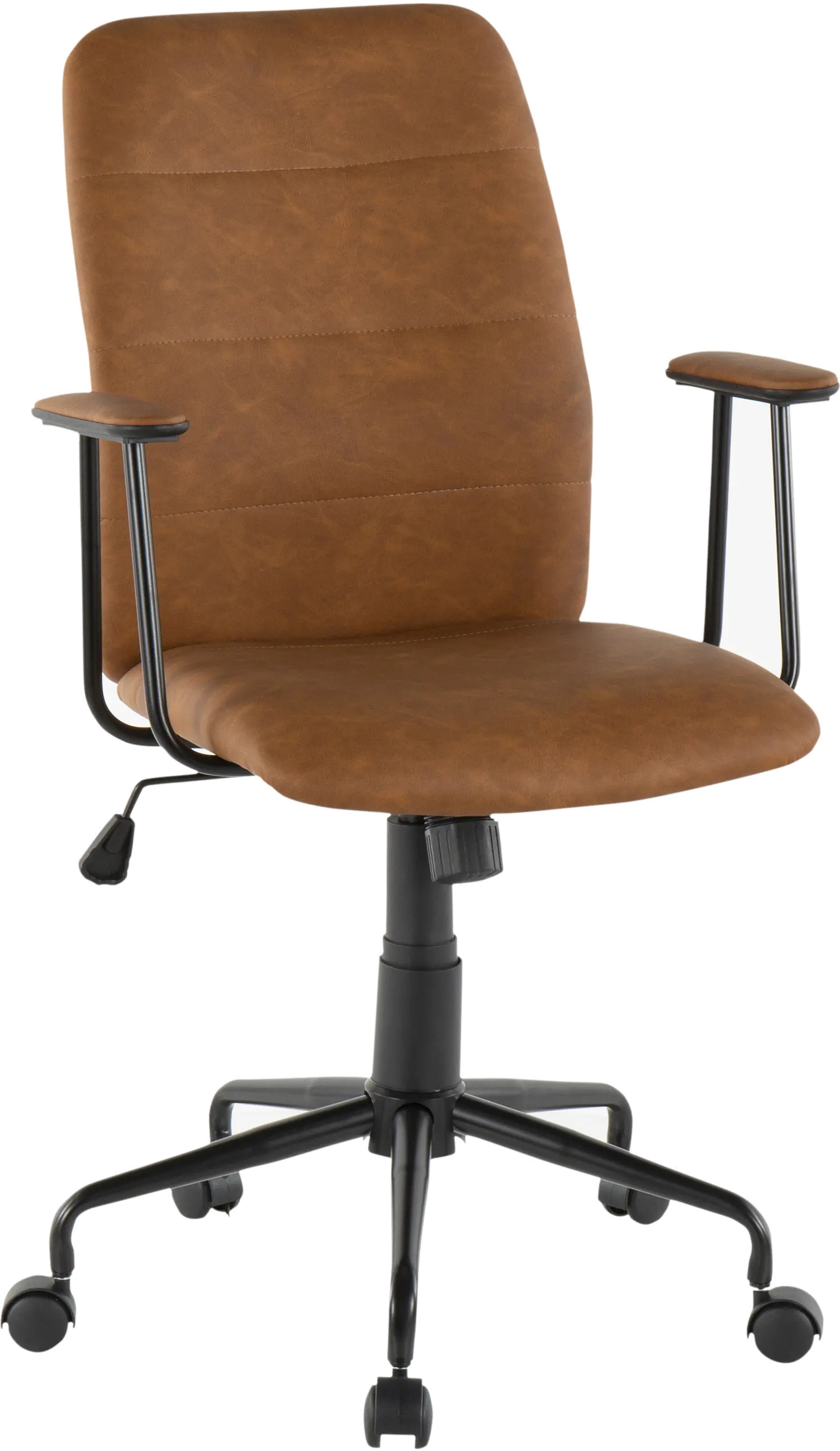 OC-FRED BK+BN Brown Faux Leather Contemporary Office Chair - Fredrick-1
