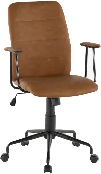 OC-FRED BK+BN Brown Faux Leather Contemporary Office Chair - Fredrick