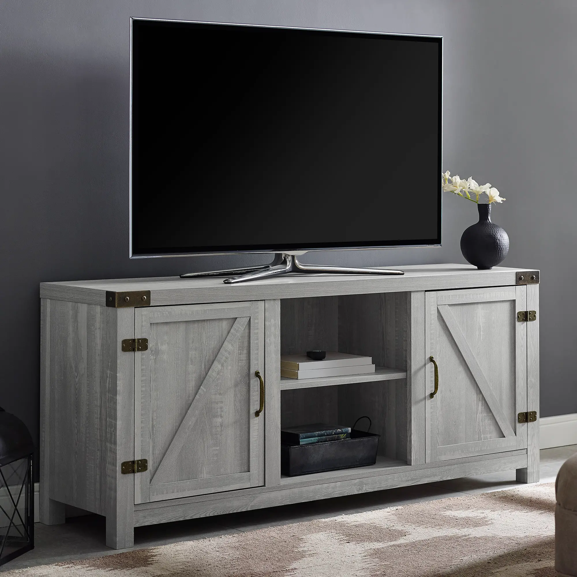 W58BDSDST Gray Farmhouse 58 Inch TV Stand - Walker Edison-1