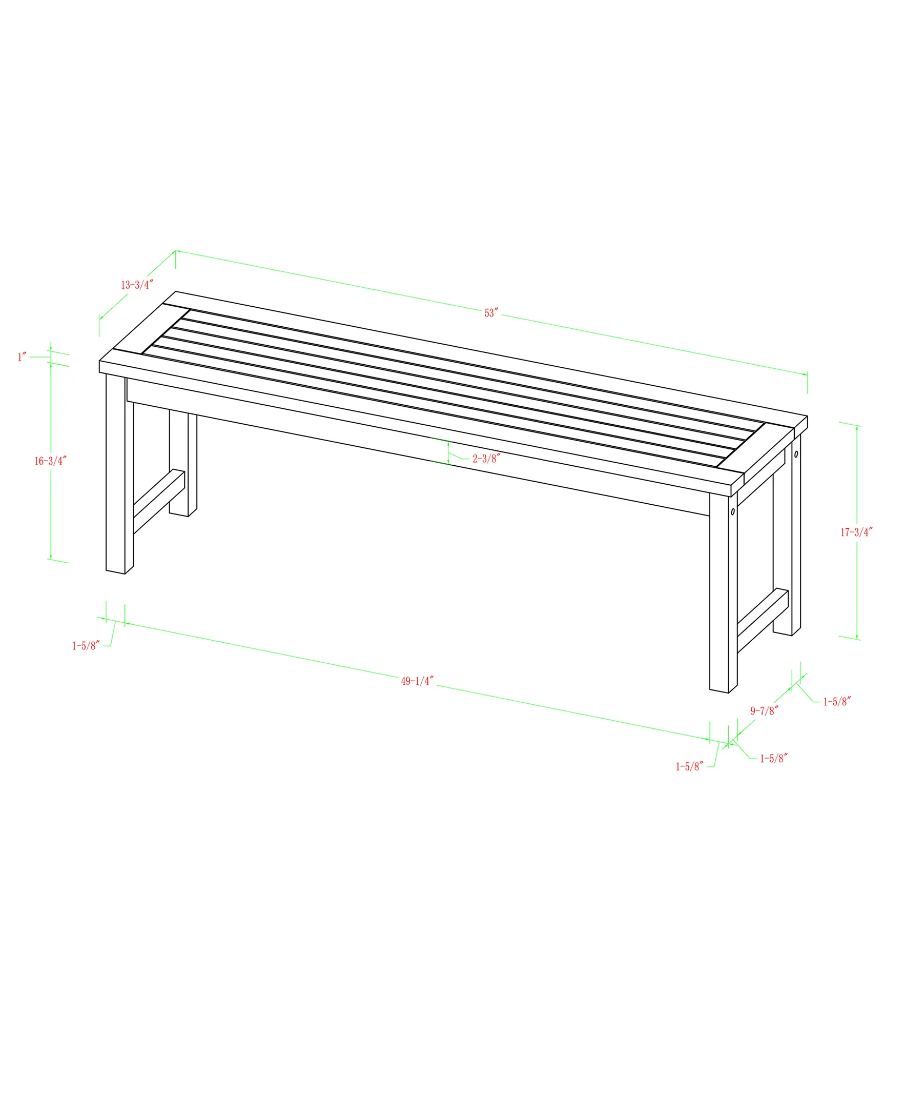 OWB7SBR Acacia Wood Brown Outdoor Patio Bench-2