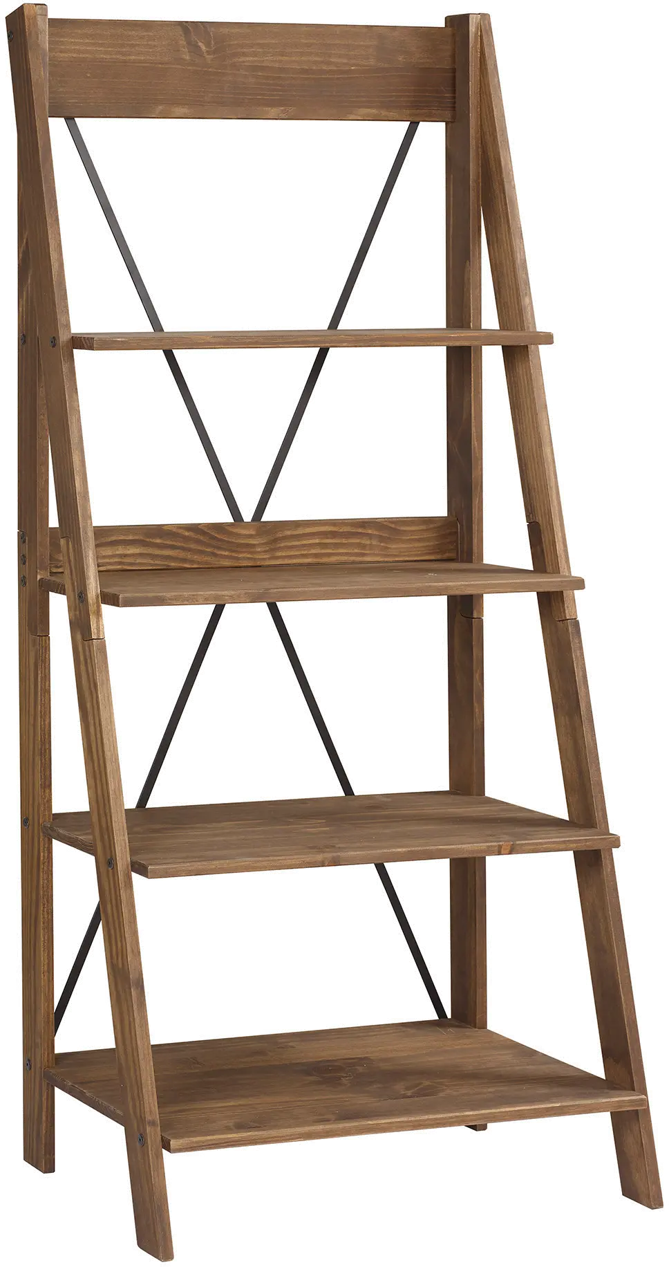 BS68FRSWBR 68  Solid Wood Ladder Bookshelf - Walker Edison-1