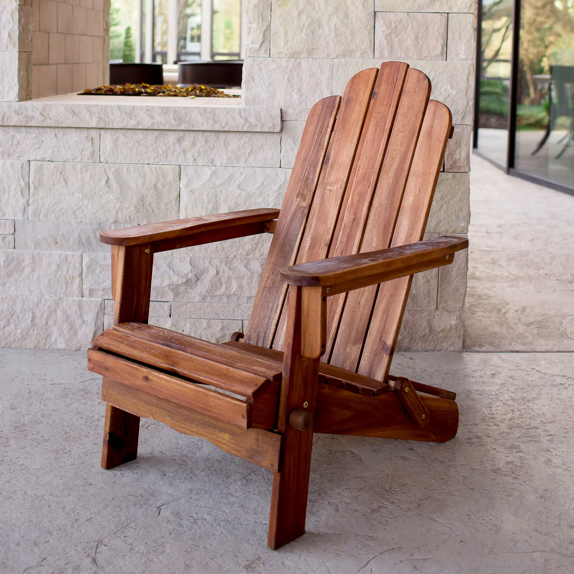 OWACBR Light Rustic Brown Outdoor Patio Adirondack Chair - Walker Edison-2