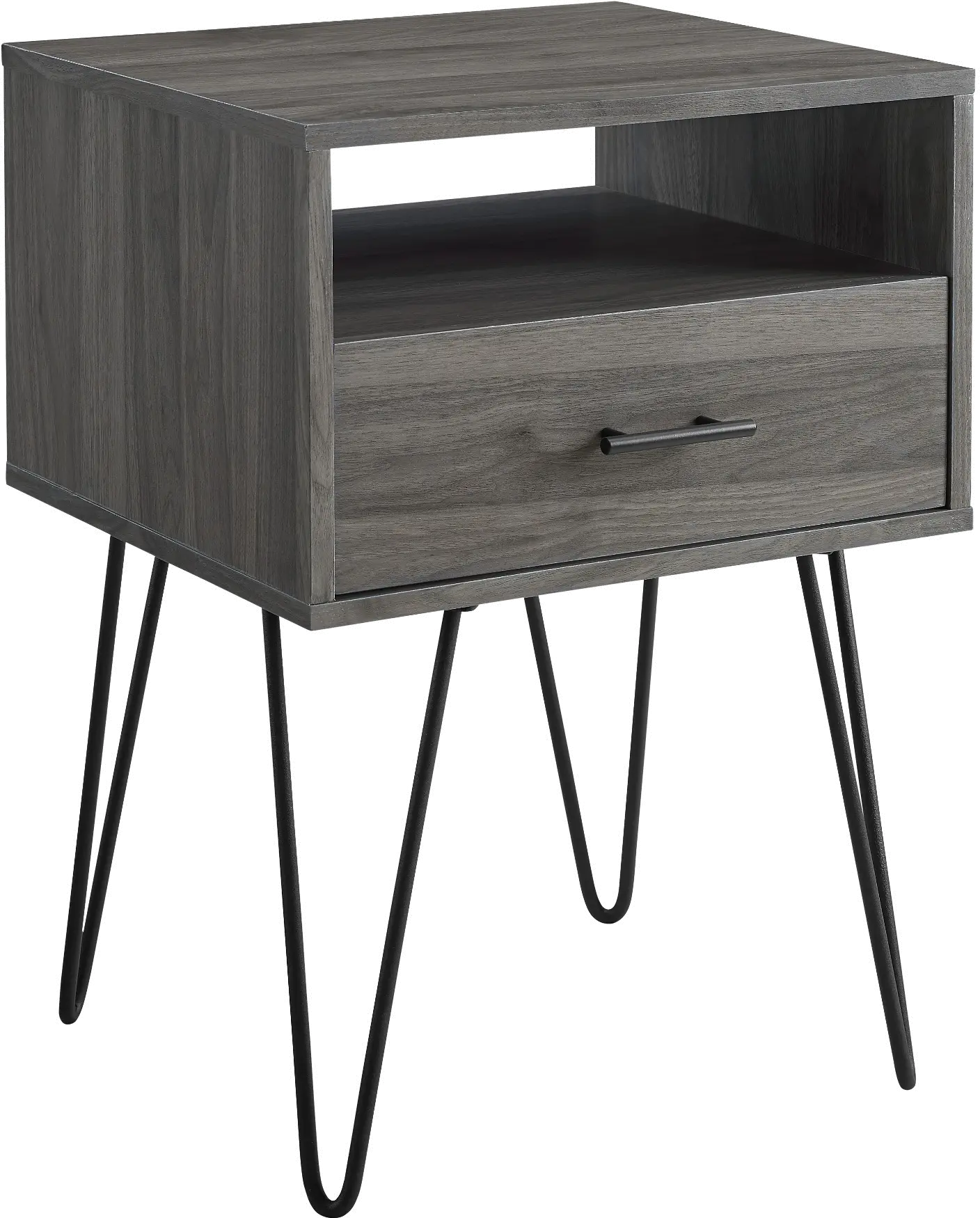 AF18CRFSTSG Gray Hairpin Leg Nightstand - Walker Edison-1