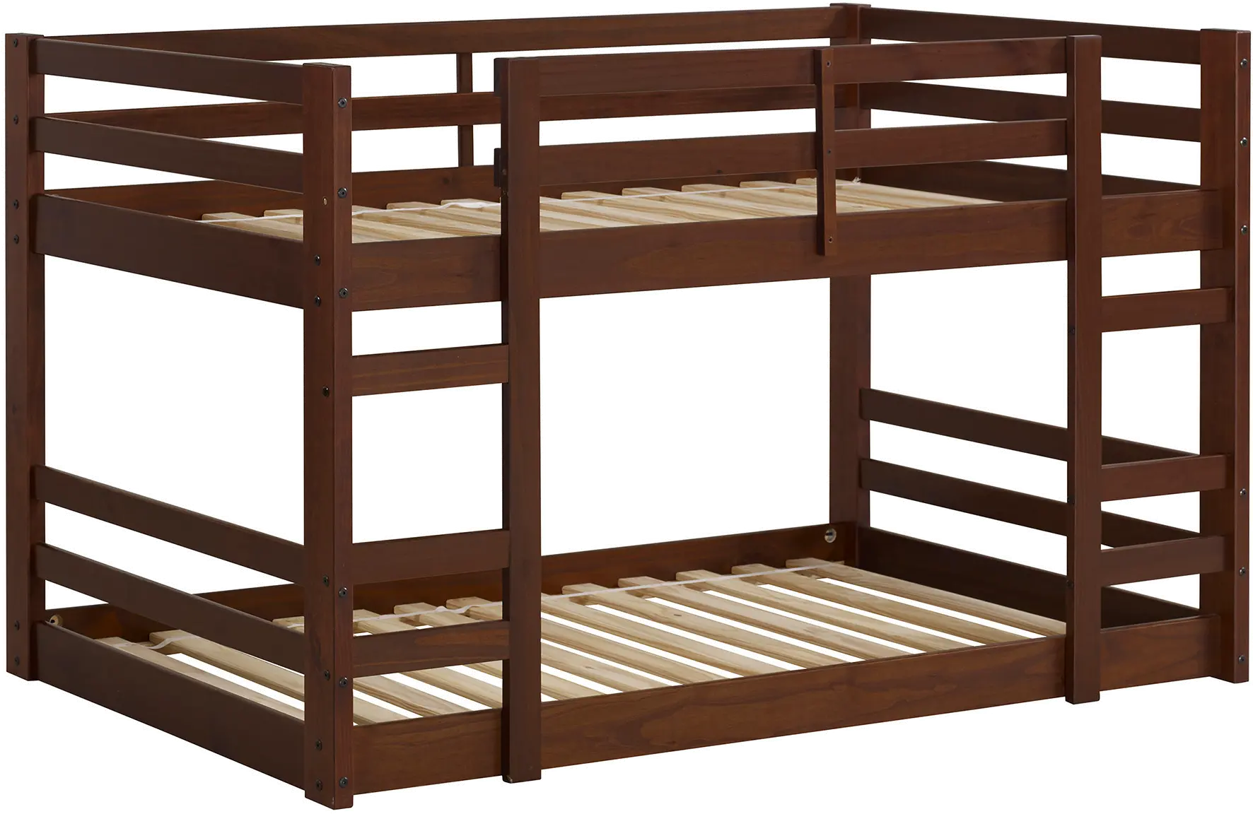 BWJRTOTWT Medium Brown Low Twin-over-Twin Bunk Bed - Walker Edison-1