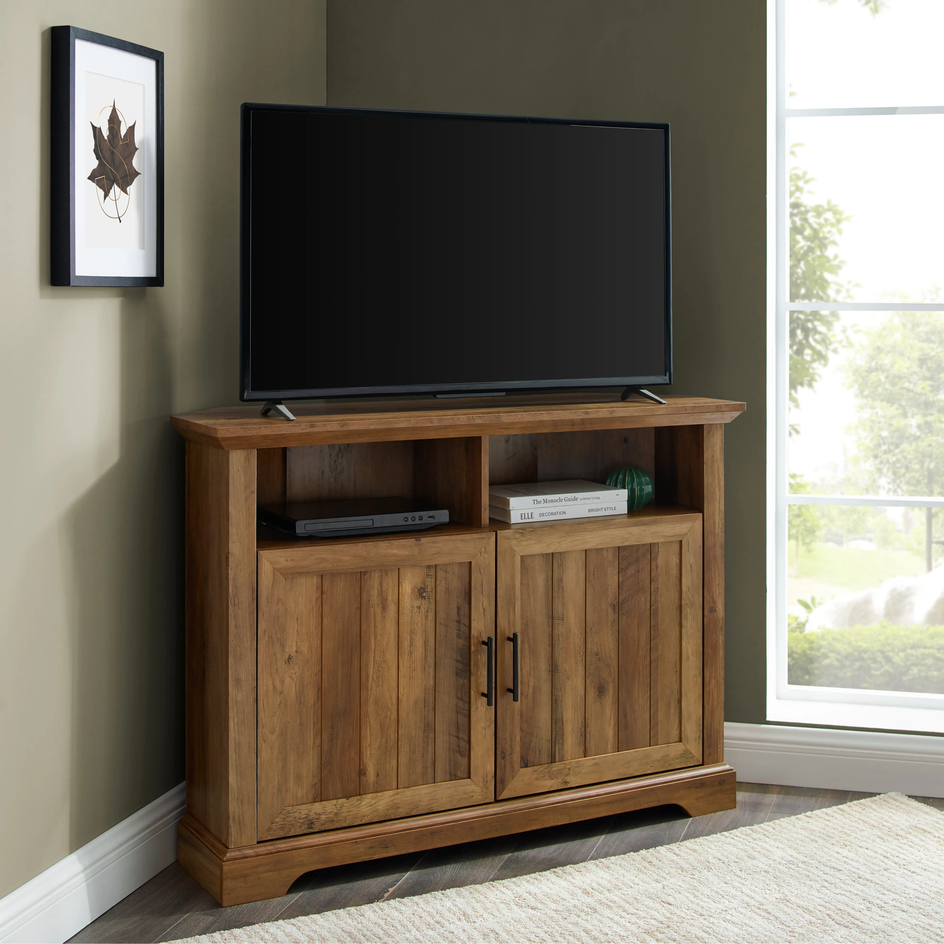 W44CMCR2DRO Carin Barnwood 44 Inch Corner TV Console - Walker Edison-2