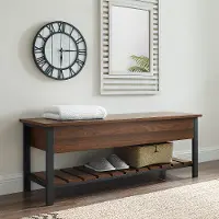 B48PCSBDW Open-Top Walnut Storage Bench with Shoe Shelf - Walker Edison