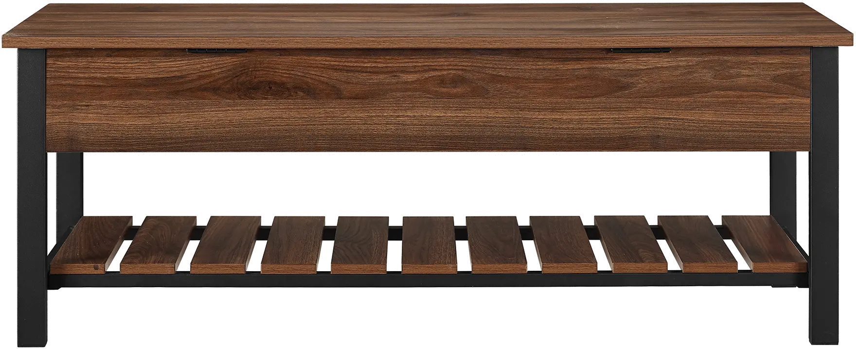 B48PCSBDW Open-Top Walnut Storage Bench with Shoe Shelf - Walker Edison-3