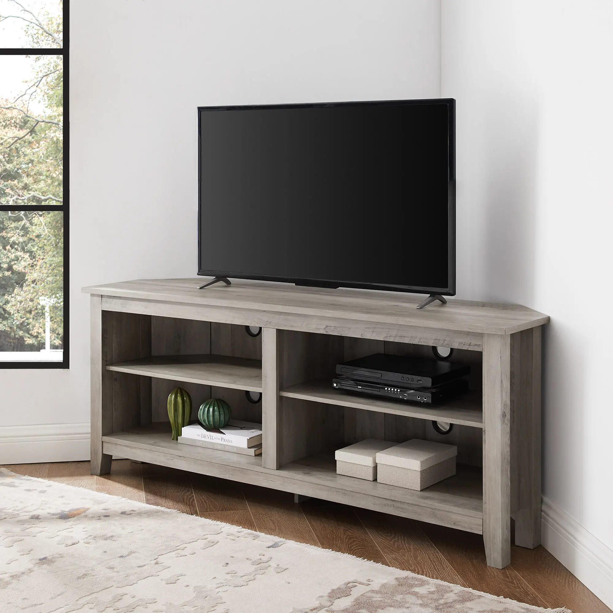 W58CCRGW Whitney Gray Wash 58 inch Corner TV Stand - Walker Edison-2