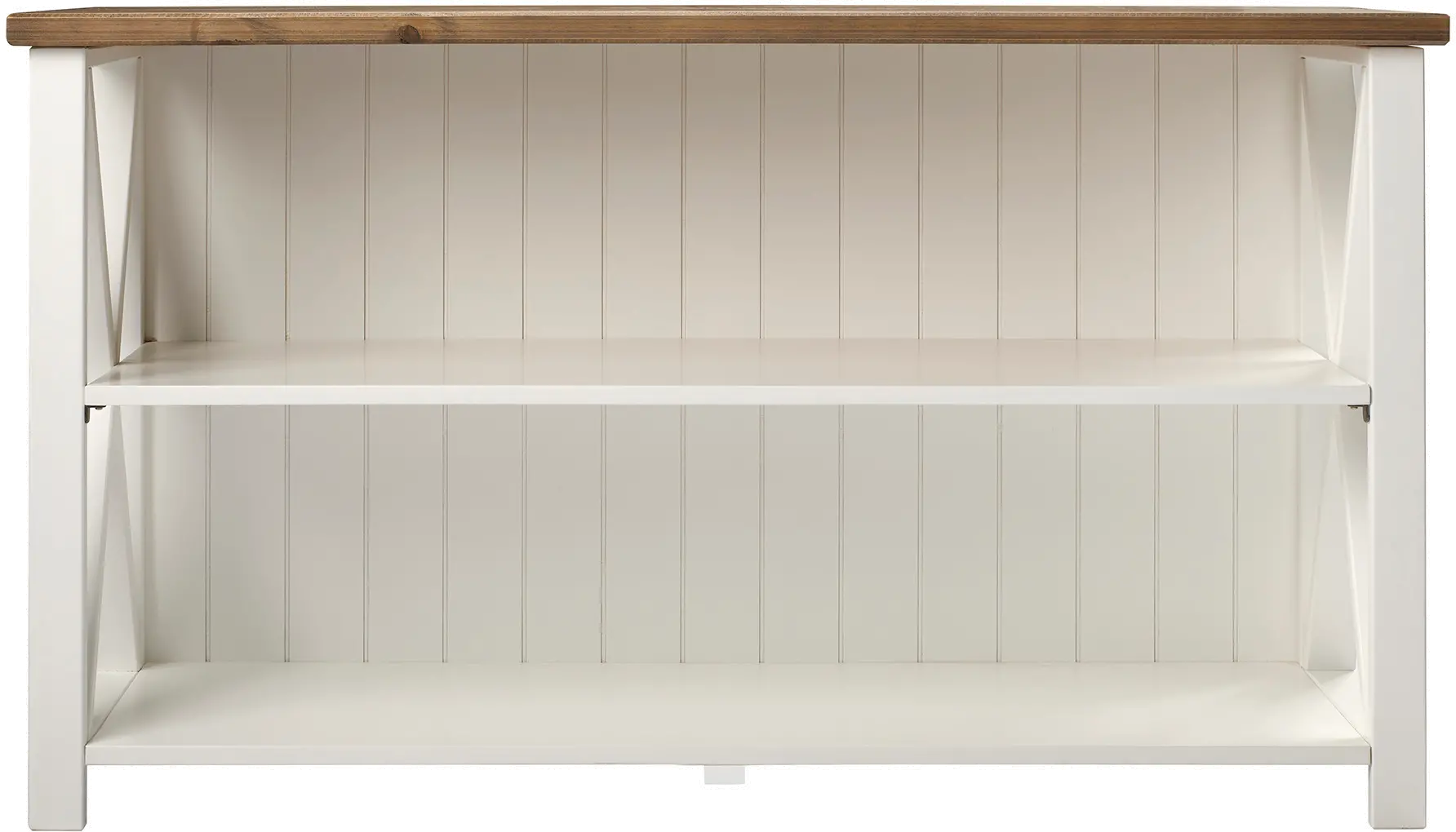 BS52LCSWWH Efron White and Wood 52 Inch Storage Console - Walker Edison-1