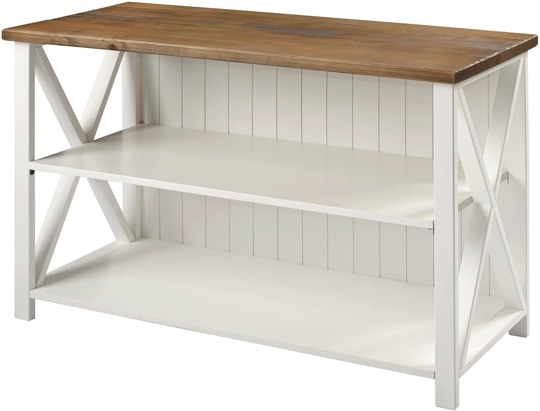 BS52LCSWWH Efron White and Wood 52 Inch Storage Console - Walker Edison-5