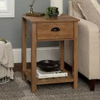 AF18CYSTRO Connor Barnwood Single Drawer Side Table - Walker Edison