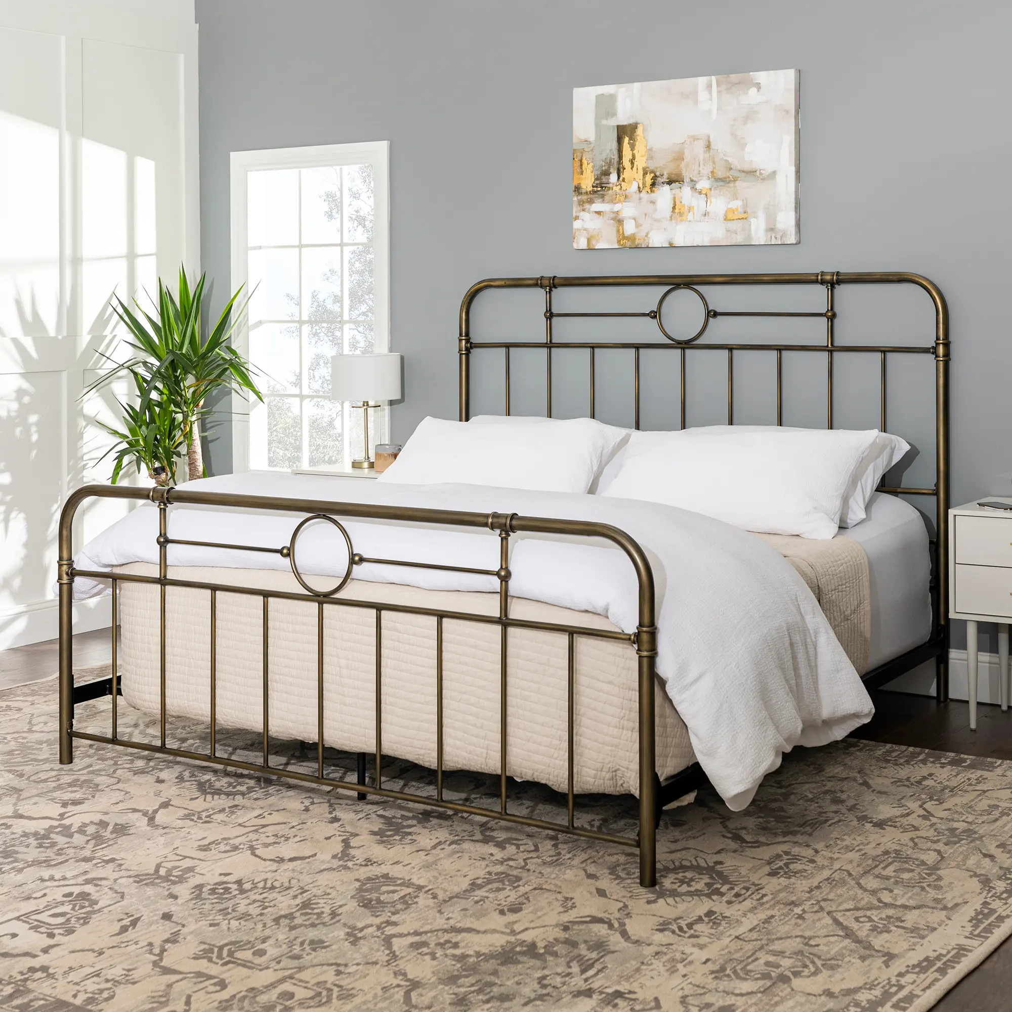 BKMPBR Farmhouse Bronze Metal Pipe King Bed - Walker Edison-1
