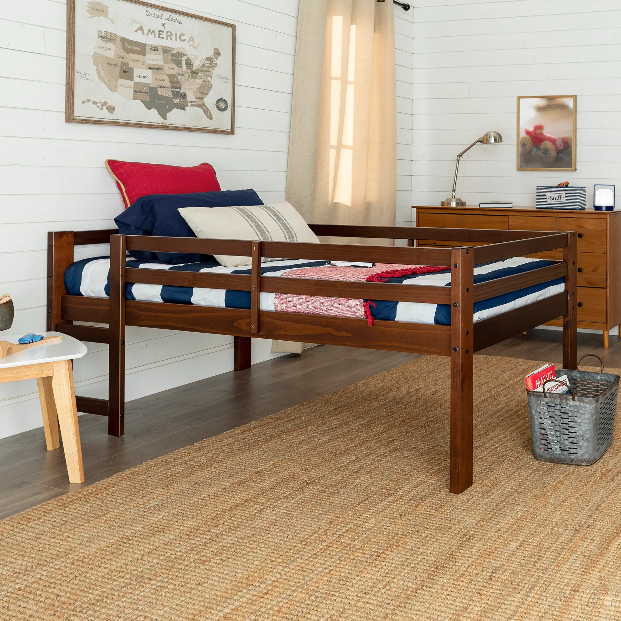 BWJRTOLWT Amelia Contemporary Medium Brown Solid Pine Twin Low Loft Bed - Walker Edison-2