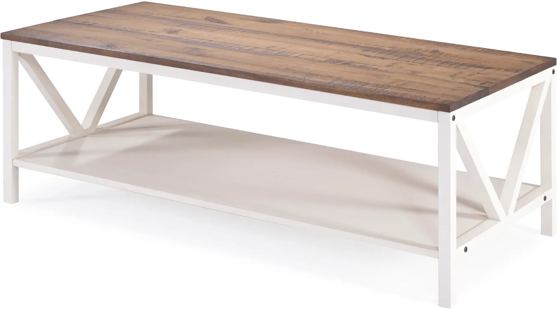 AF48NATCTWWR Natalee White Wash Distressed Farmhouse Coffee Table - Walker Edison-1