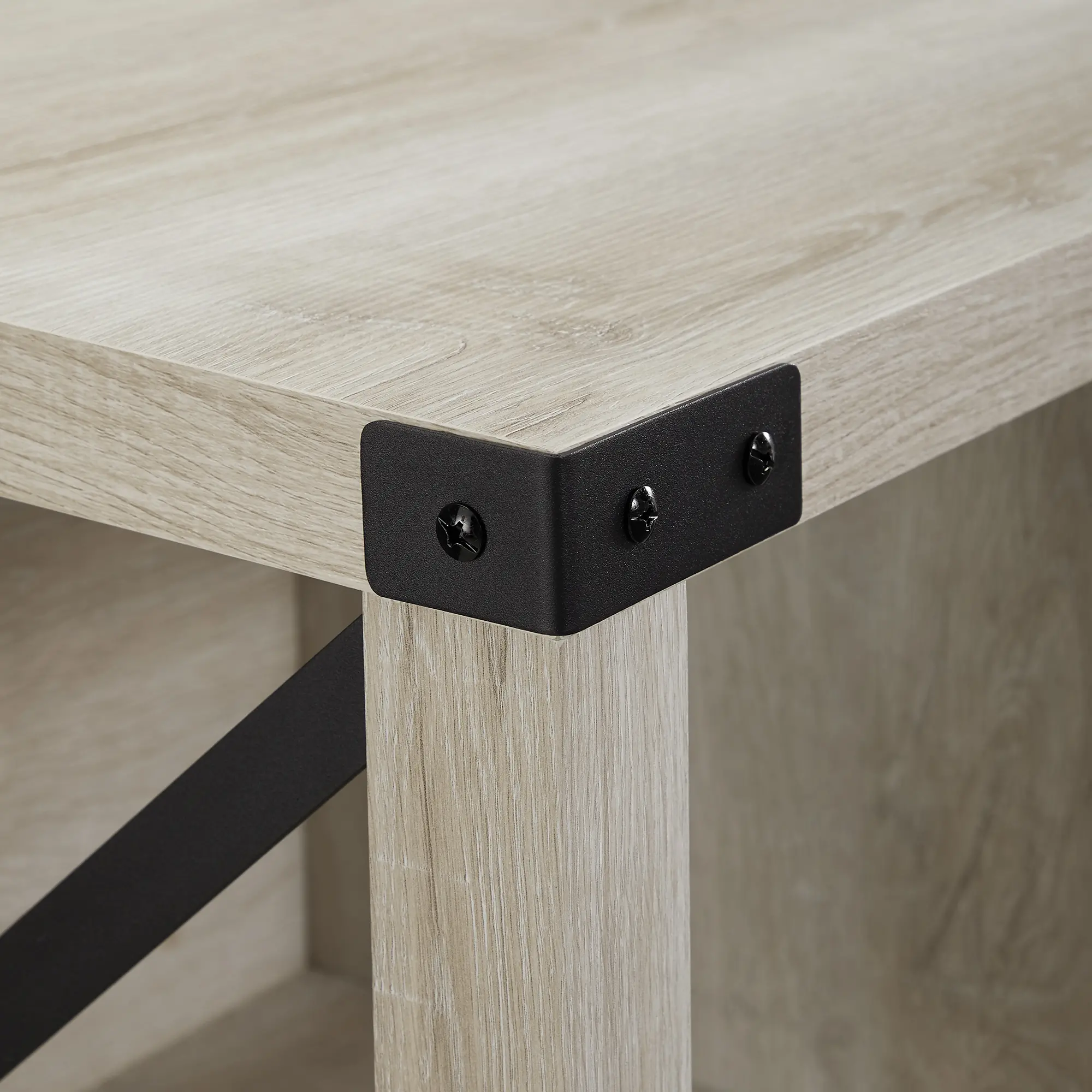 B48MXEBWO Metal X White Oak 48 Inch Farmhouse Entry Bench-3