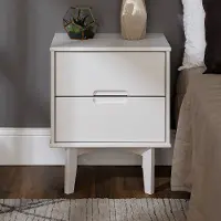 BR2DSLNSWH Sloane Mid-Century Modern White Nightstand - Walker Edison