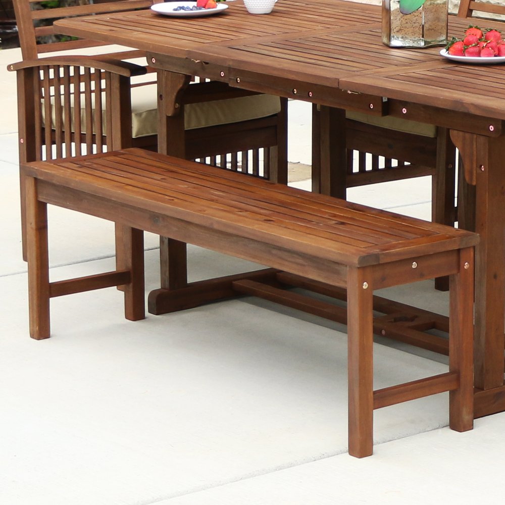 Midland Dark Brown Patio Bench - Walker Edison