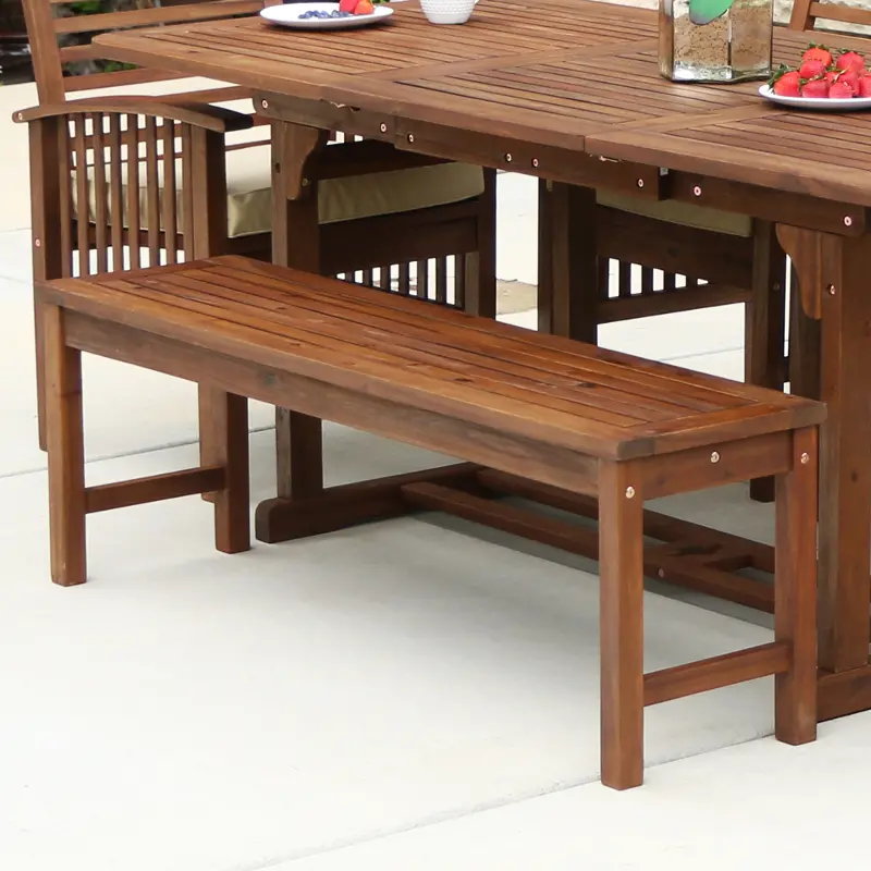Midland Dark Brown Patio Bench - Walker Edison