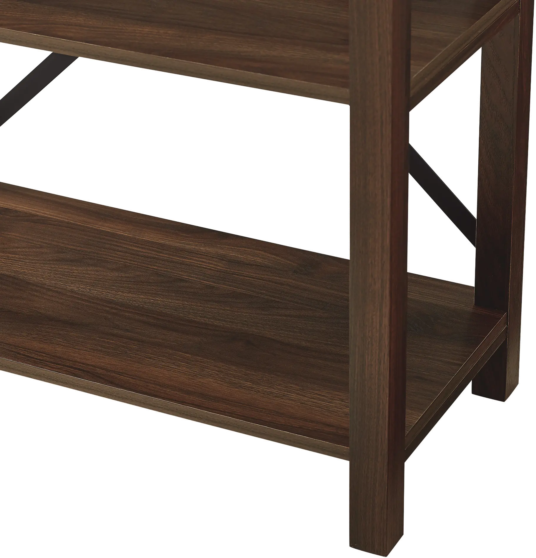 BS64MXDW Metal X Dark Walnut 64 Inch Bookcase - Walker Edison-3
