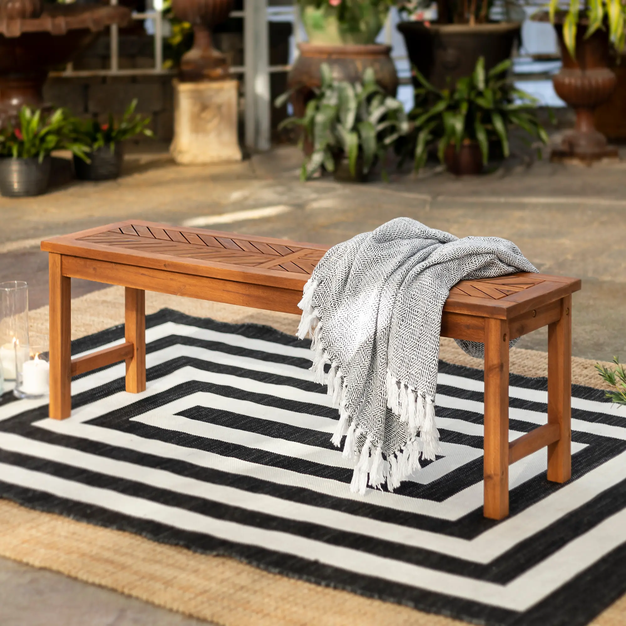 OWB53VINBR Vincent Natural 53 Inch Patio Dining Bench - Walker Edison-2