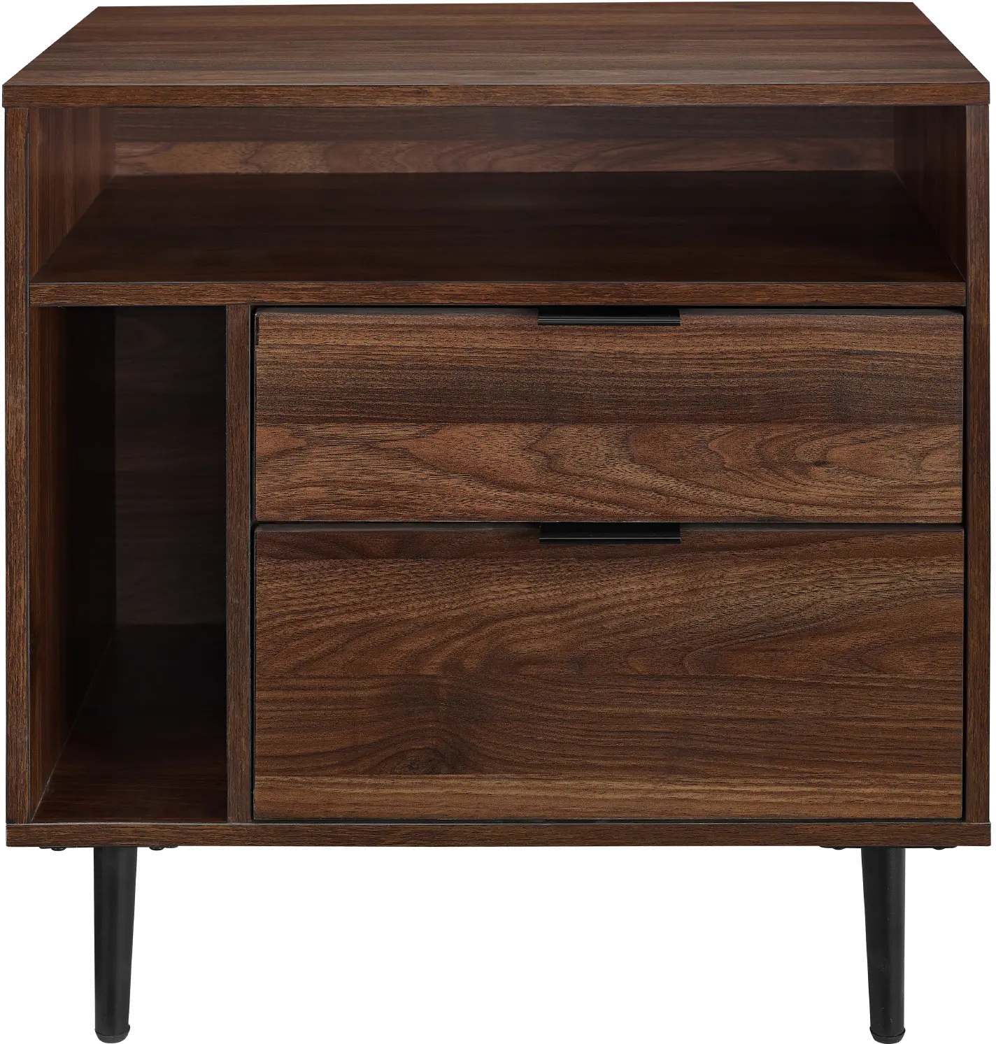 BR25LINNSDW Lincoln Dark Walnut Modern Storage Side Table - Walker Edison-1