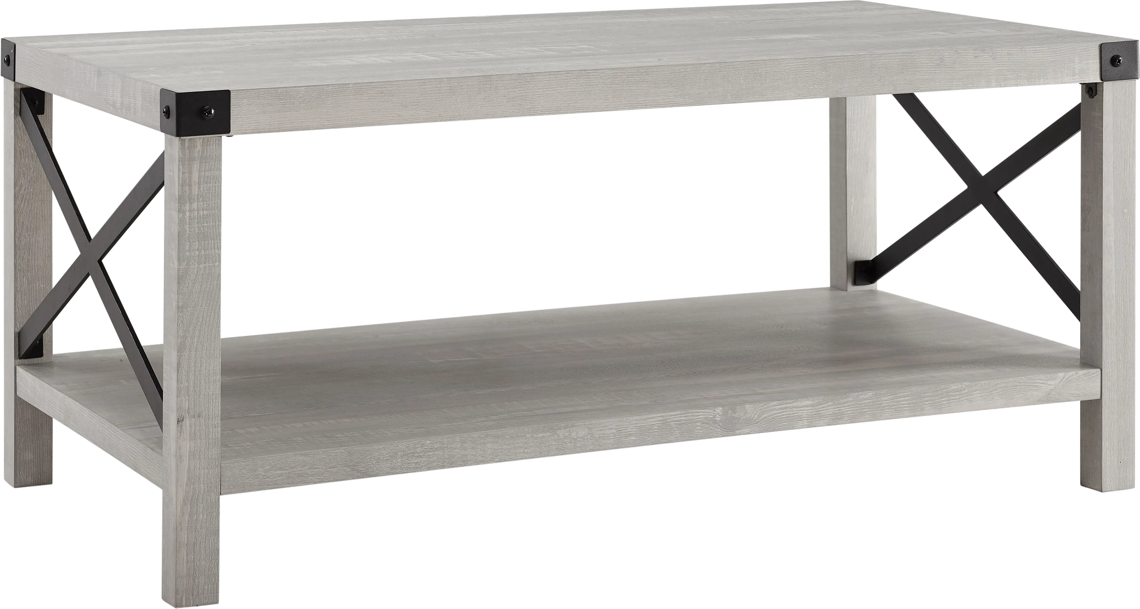 AF40MXCTST Metal X Stone Gray Farmhouse Coffee Table - Walker Edison-1