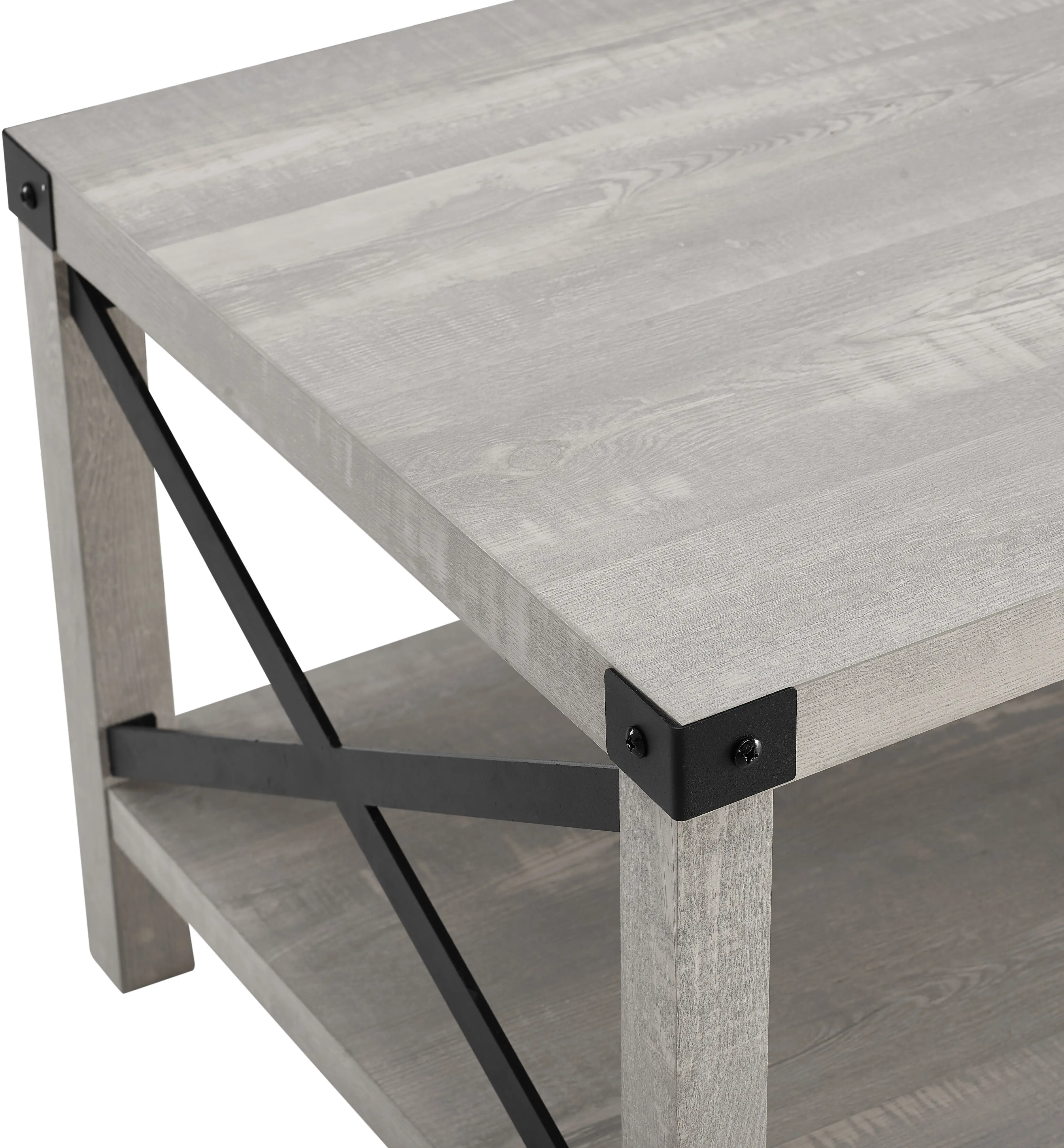 AF40MXCTST Metal X Stone Gray Farmhouse Coffee Table - Walker Edison-3