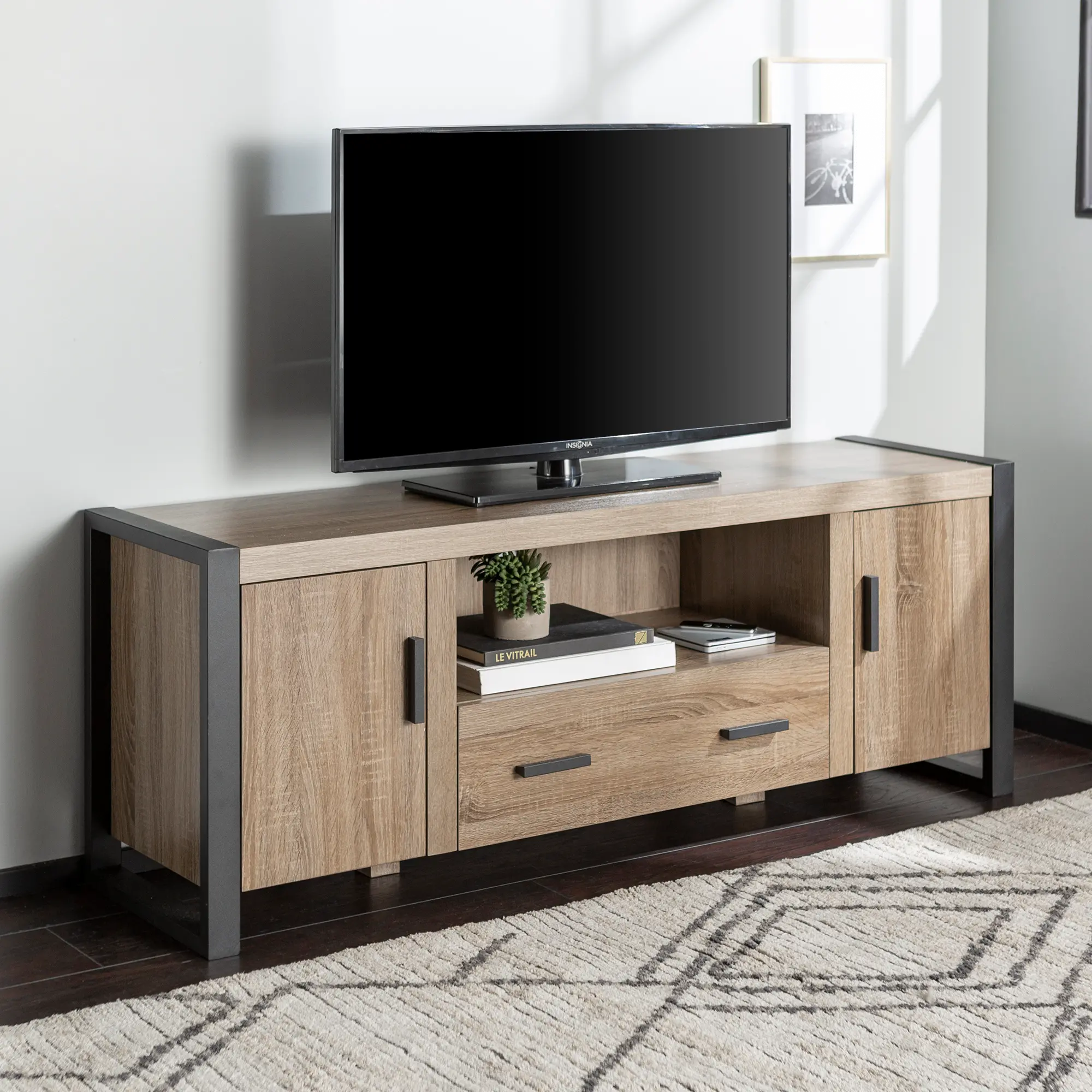 W60UBC22AG Driftwood 60 Inch Urban Industrial Wood TV Stand - Urban Blend-2