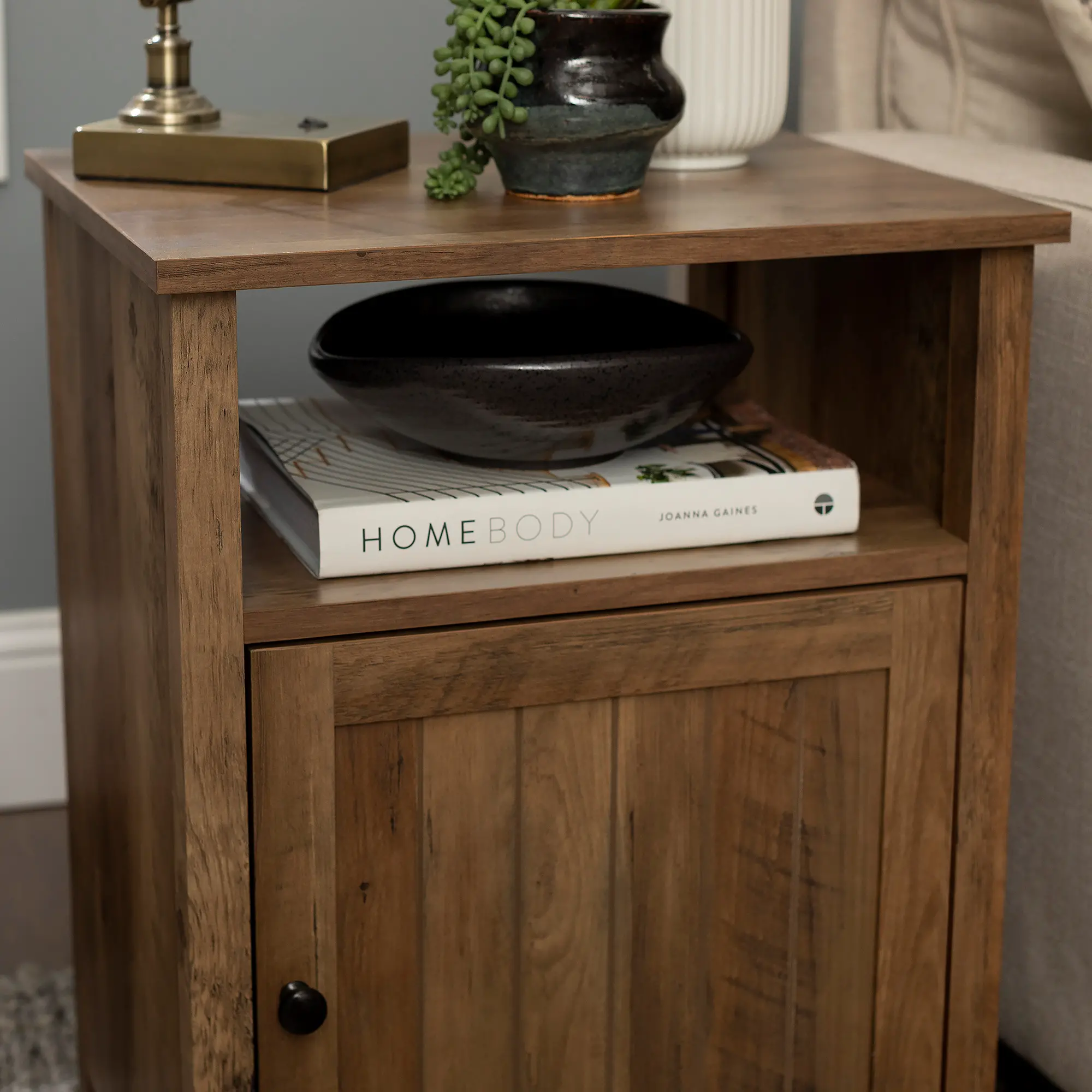 AF18CRASTRO Carin Grooved Barnwood Side Table - Walker Edison-2