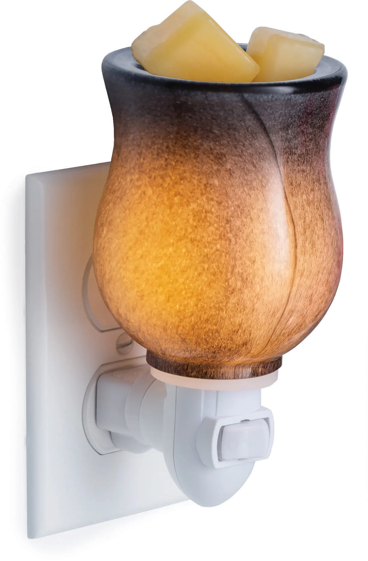 Marbled Swirl Black Glass Pluggable Fragrance Warmer-2