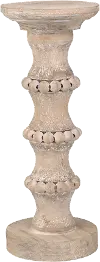 13 Inch Wooden Banded Bead Candle Holder