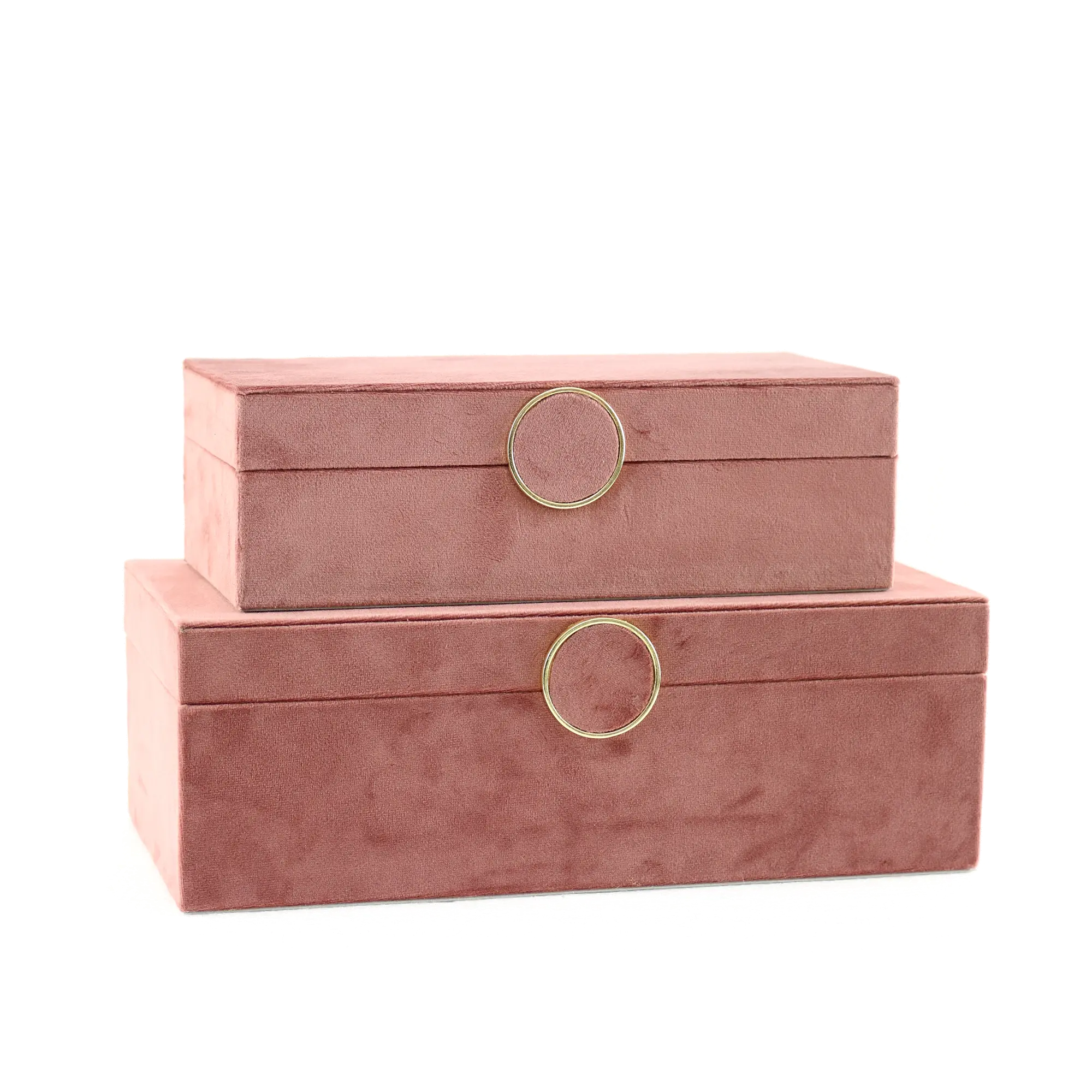 12  Blush Pink Velvet Wood Jewelry Box-1